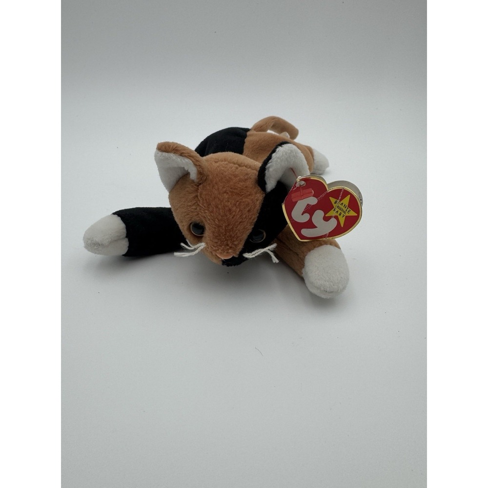 Chip  TY Beanie Babies Collectible black white brown calico‎ Cat kitten kitty